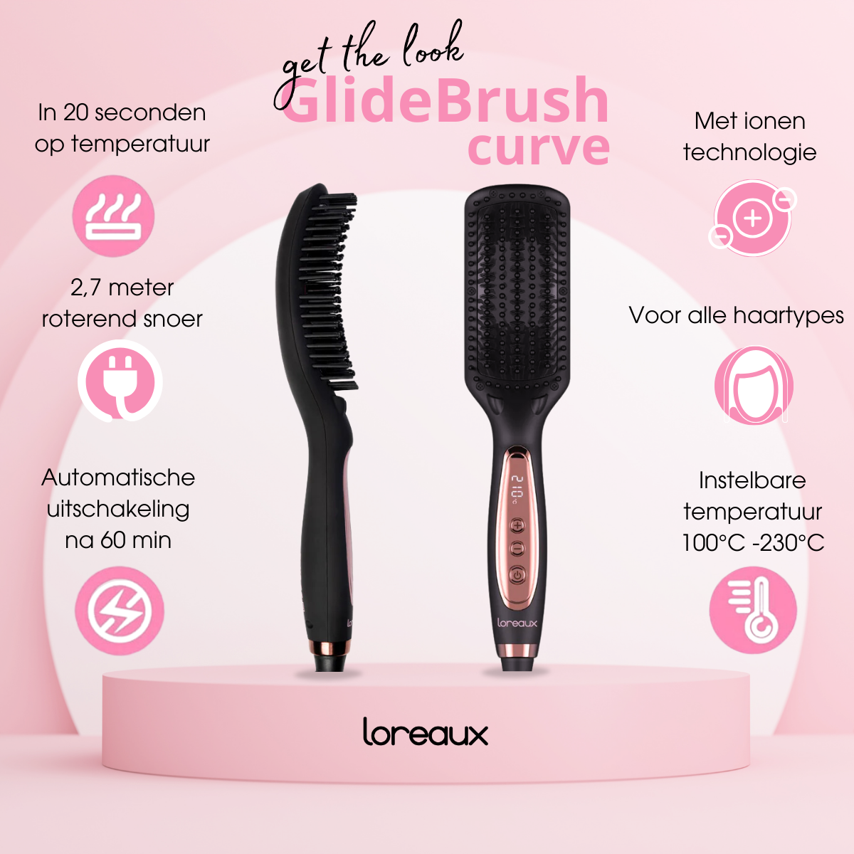 Glidebrush Curve - Stijlborstel met ionentechnologie (B-Keuze)