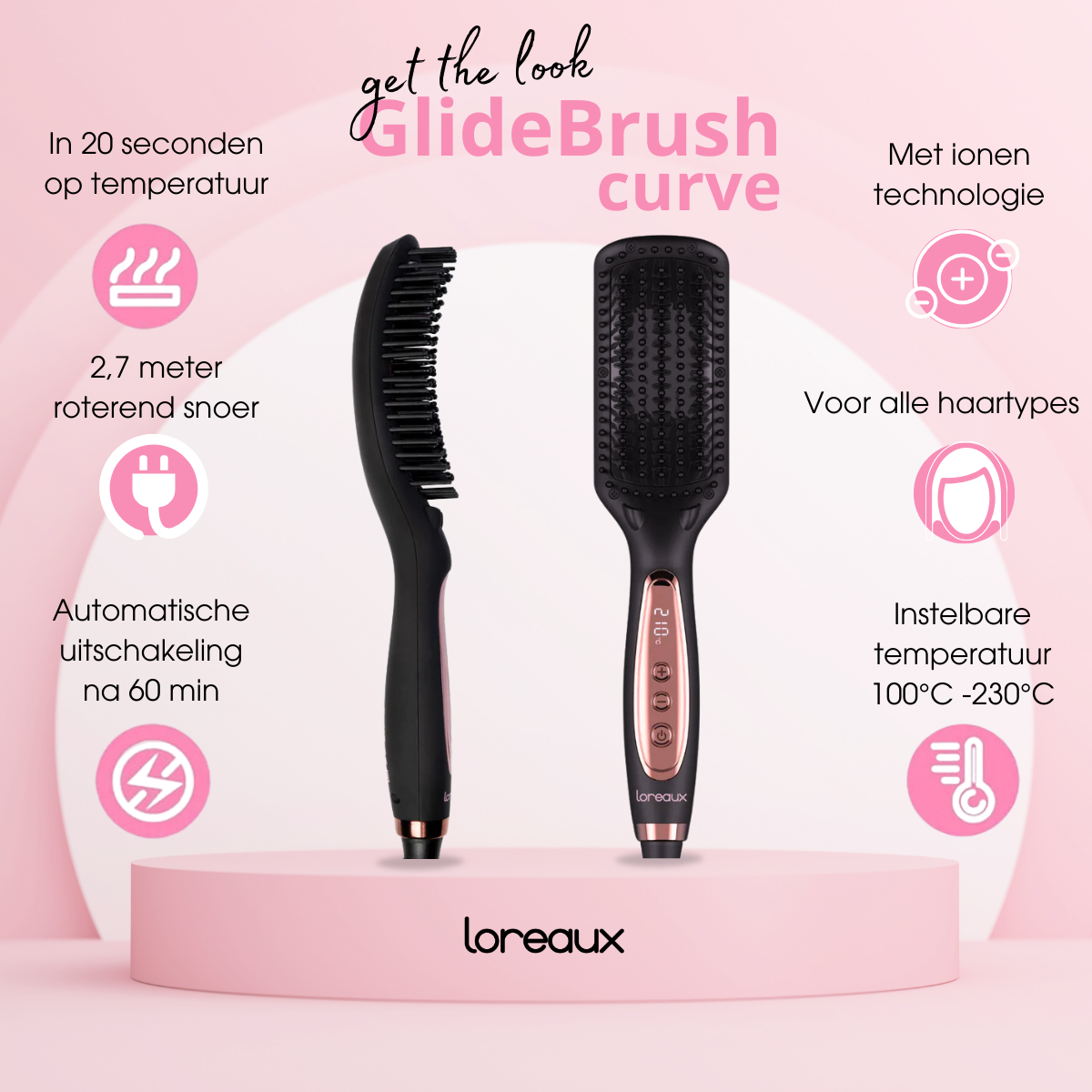 Glidebrush Curve - Stijlborstel met ionentechnologie